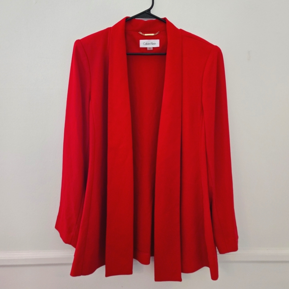 Calvin Klein Vibrant Red Open Blazer